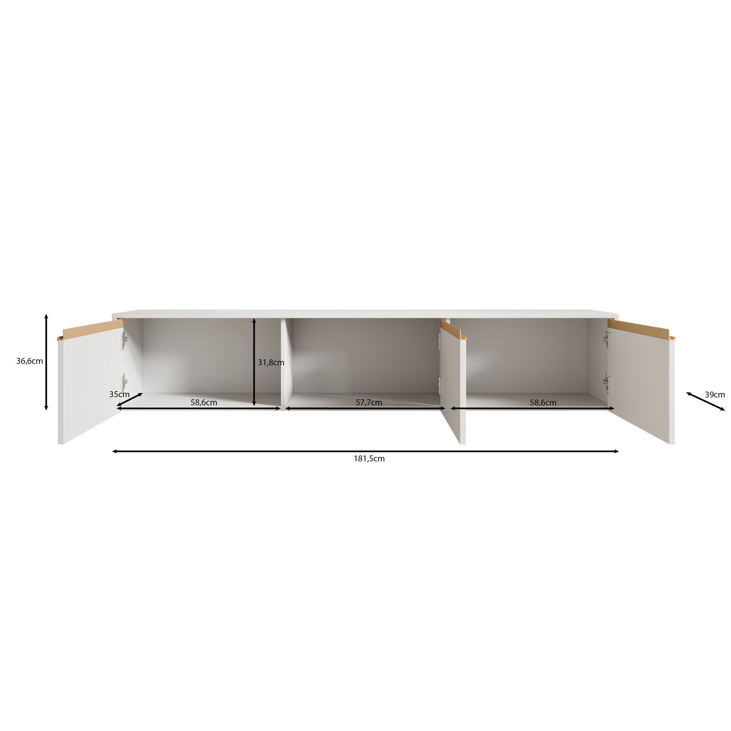 Remy - TV-Meubel - Beige - 182x39x37 cm
