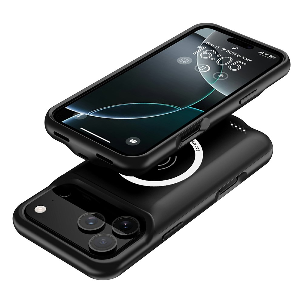 iPhone 17 Pro Max MagSafe Backpack Akku Case Schutzhülle (6000mAh) - Schwarz