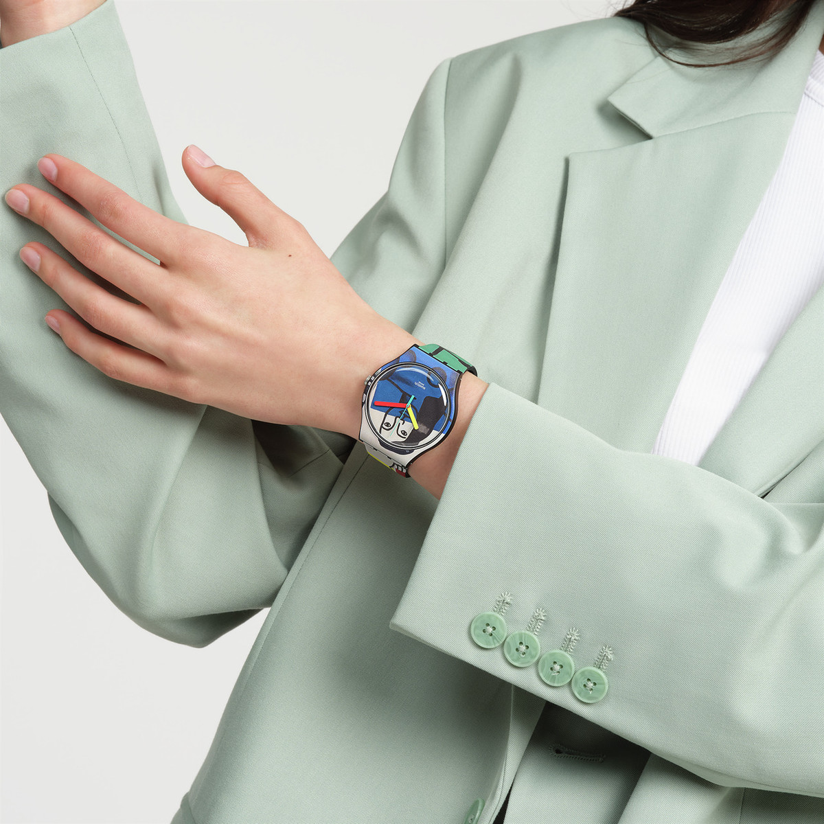 Montre SWATCH New gent bioceramic Leger's two women holding flowers homme bracelet silicone multicolore