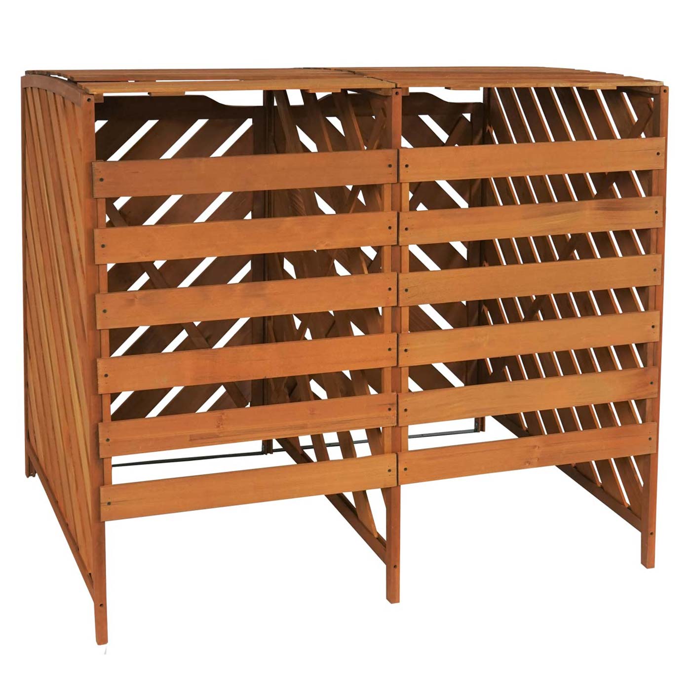XL 2er-/4er-Mülltonnenverkleidung MCW-J44, Mülltonnenbox, erweiterbar 121x133x98cm Holz MVG-zertifiziert ~ braun