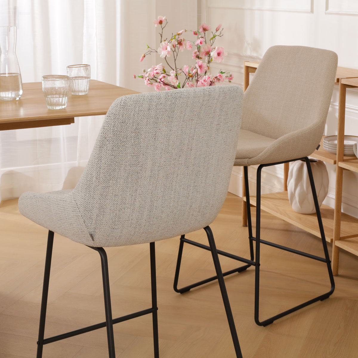 Barkruk Nino-Isa grijs beige gemêleerd - zwart 65 cm