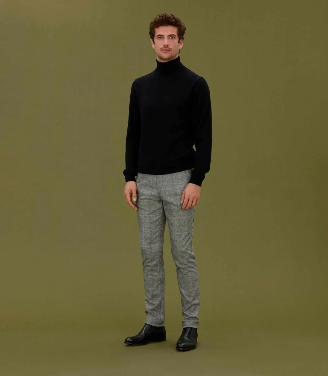 Pantalon chino à carreaux gris 