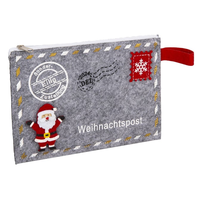 Tasche Weihnachtspost - grau - ca. 19 x 13 cm