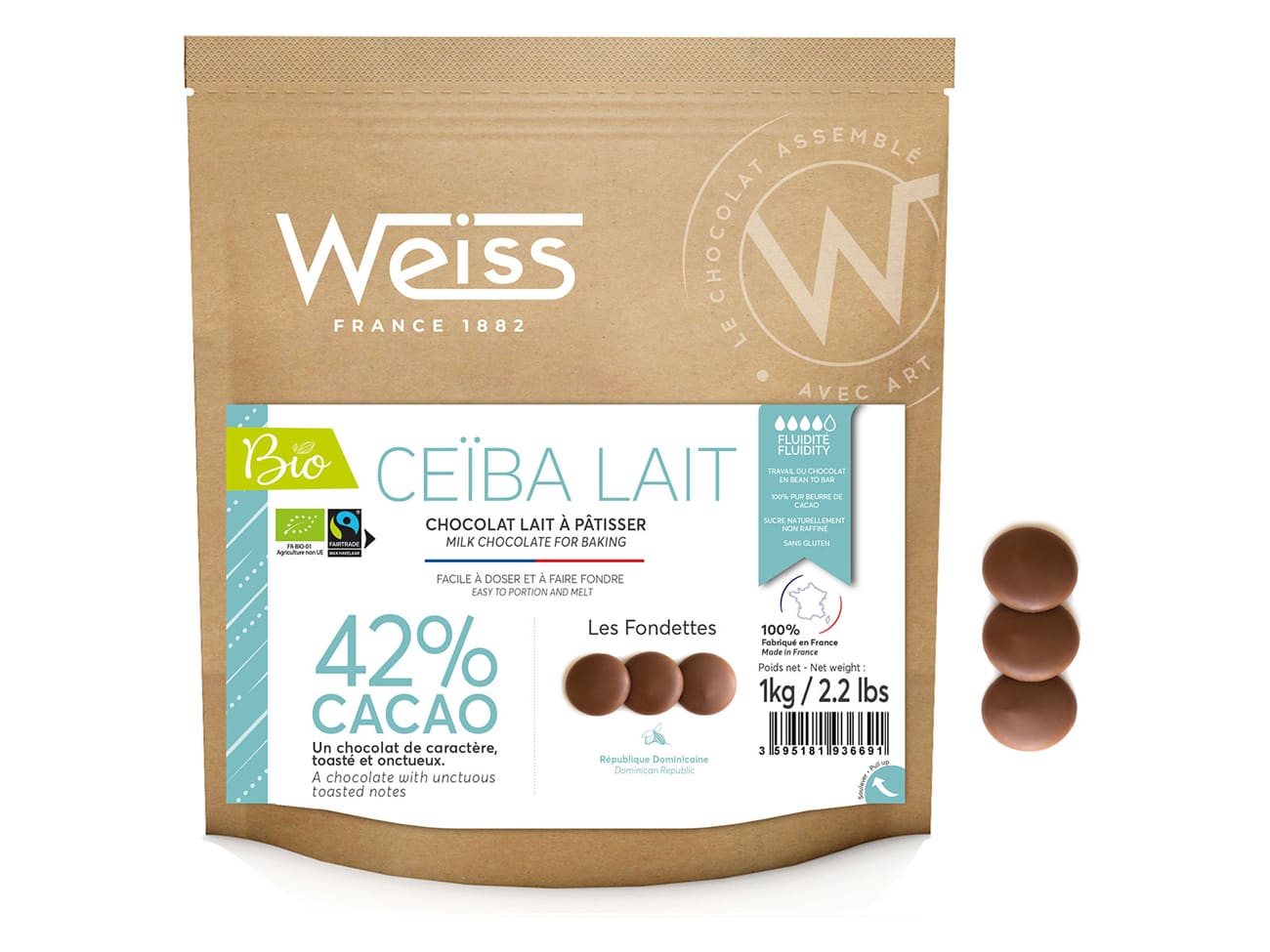 Chocolat au lait Bio Ceiba 42% - 1 kg - Weiss