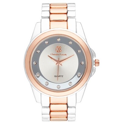 Montre à quartz en acier - Argenté & doré rose