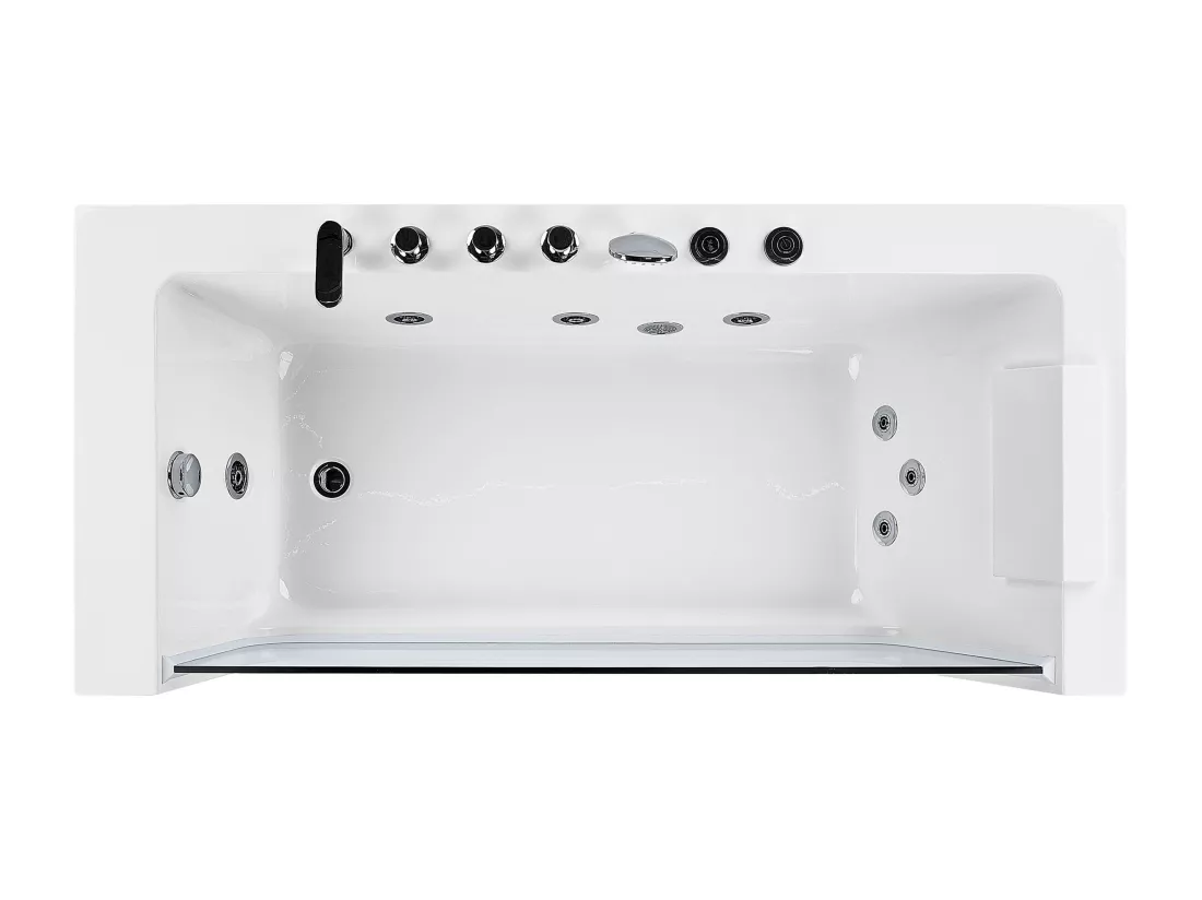 Baignoire balnéo angle droit blanche 170 x 80 cm PUQUIO