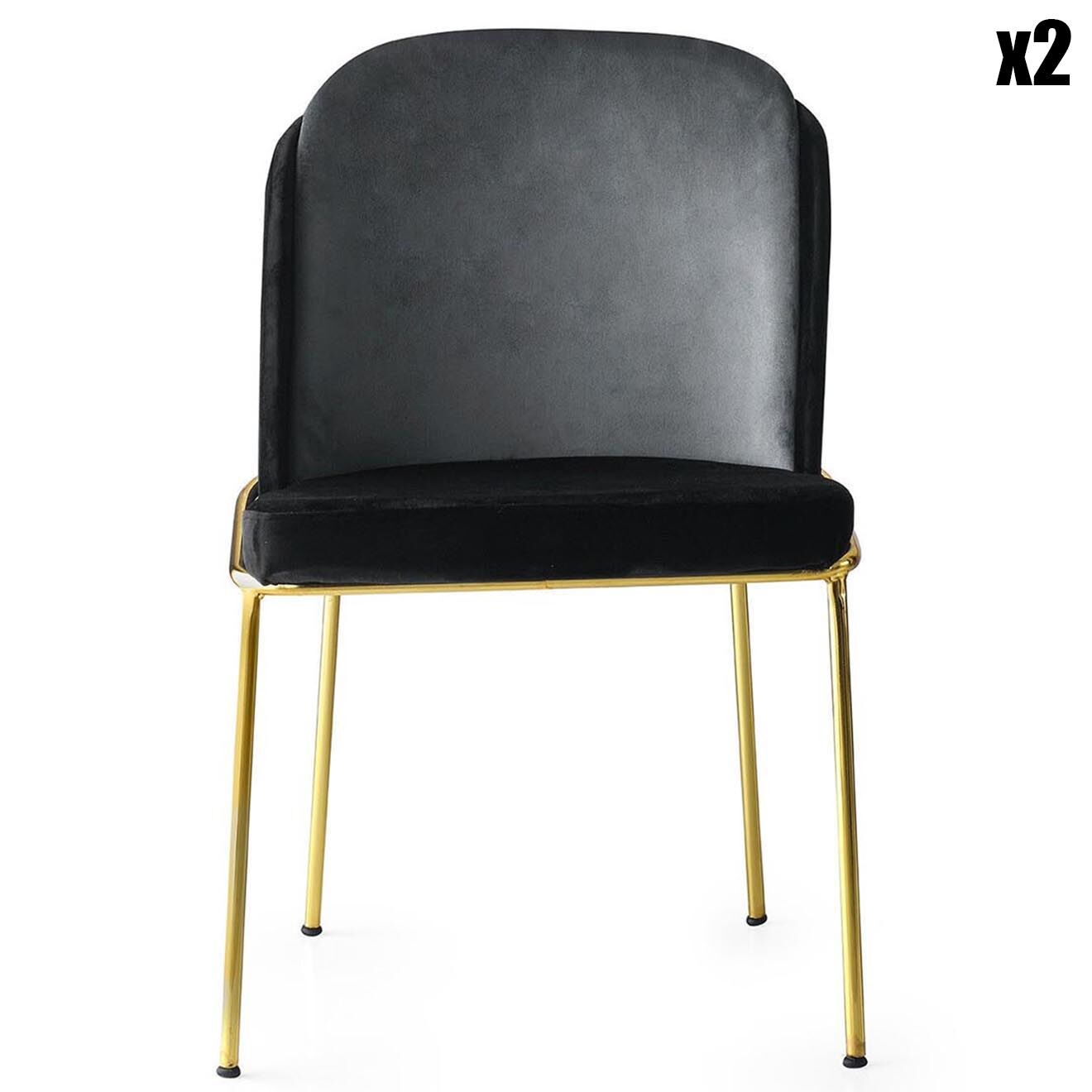 Wooden Art 2 Chaises Dore noir/doré - 54x86x55 cm