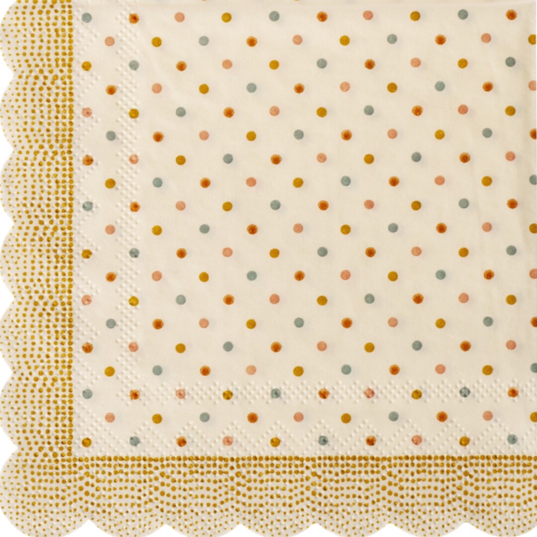 Maileg servetten stippen - ocher - 20st