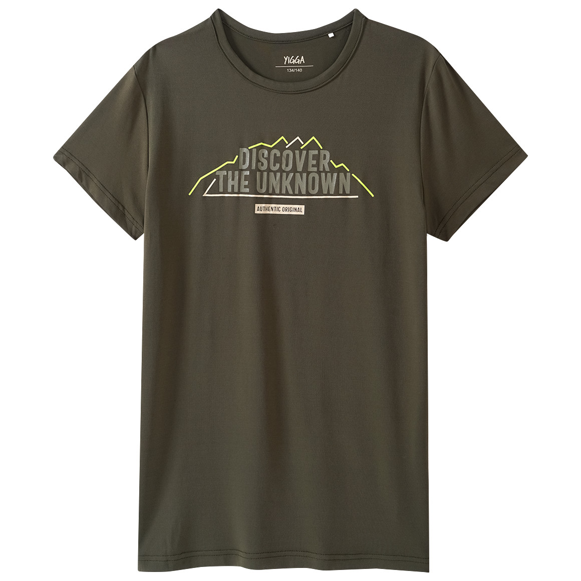 Yigga Jungen T-Shirt mit Berg-Motiv dunkeloliv