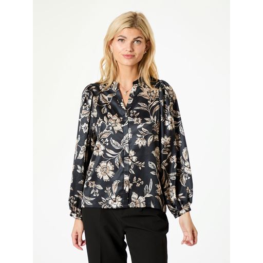 Neo Noir Nani Canvas Flower Bluse, Dark Navy, 40