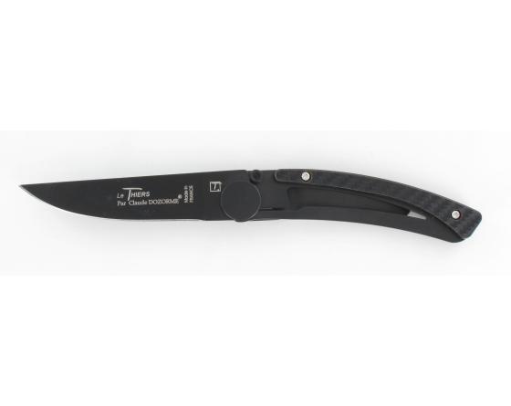LE THIERS LINER LAME NOIRE MANCHE FACON FIBRE DE CARBONE Couteau de Poche - Le Thiers par Dozorme