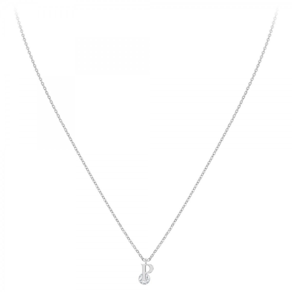 Collier alphabet lettre P SC Crystal orné d'un Zirconium