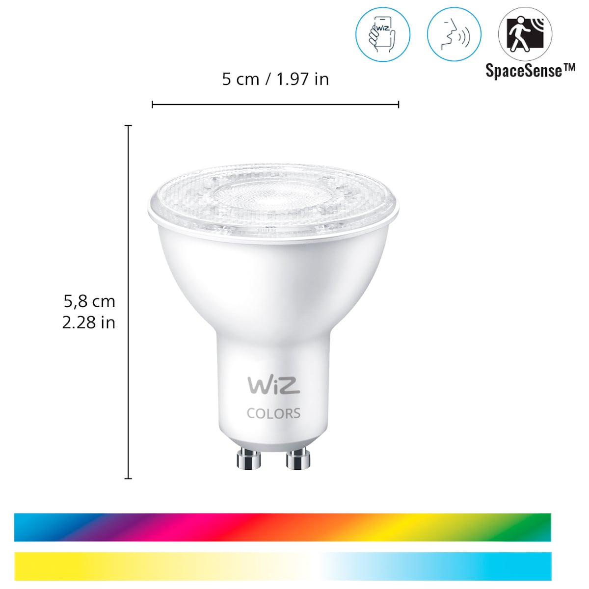 Wiz Connected Wi-Fi BLE LED pærer 4,7W GU10 3-pakning