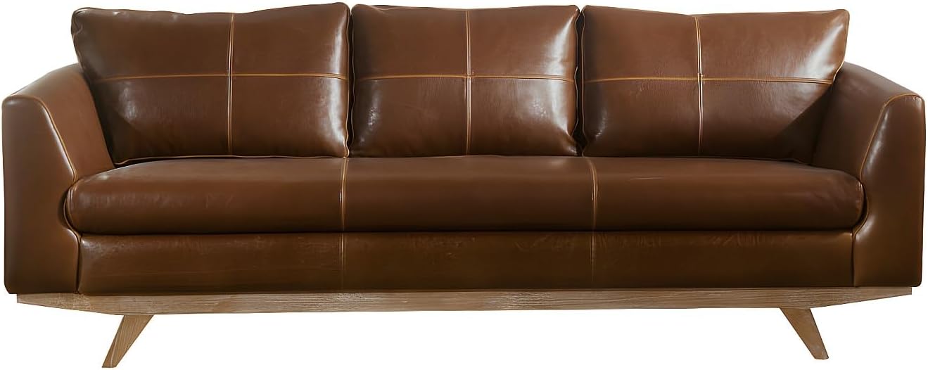 Vente-unique Alegan, 3-Sitzer-Sofa aus Leder, Antik-Optik, Braun