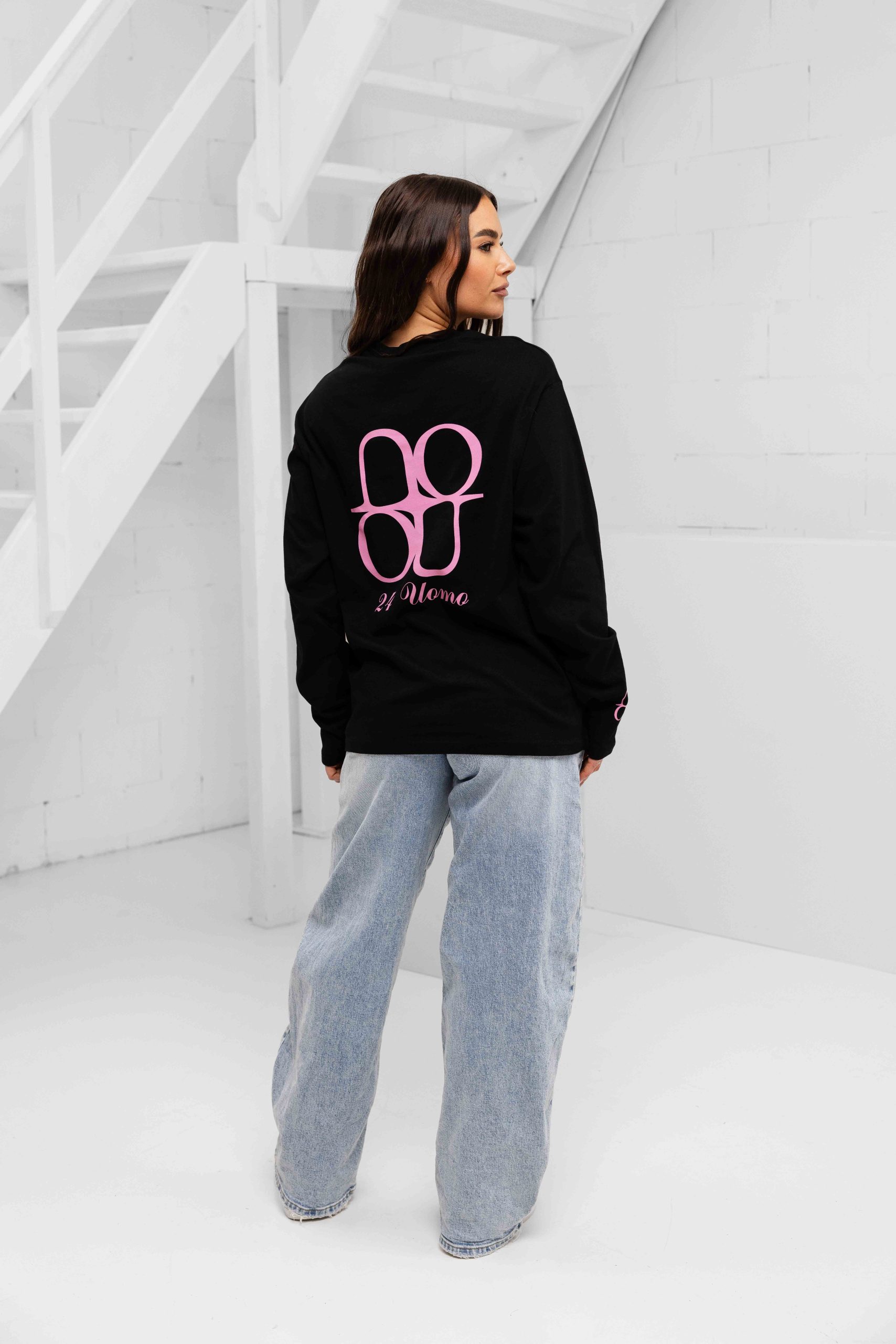24 Uomo Symbol Longsleeve Shirt Dames Zwart/Roze