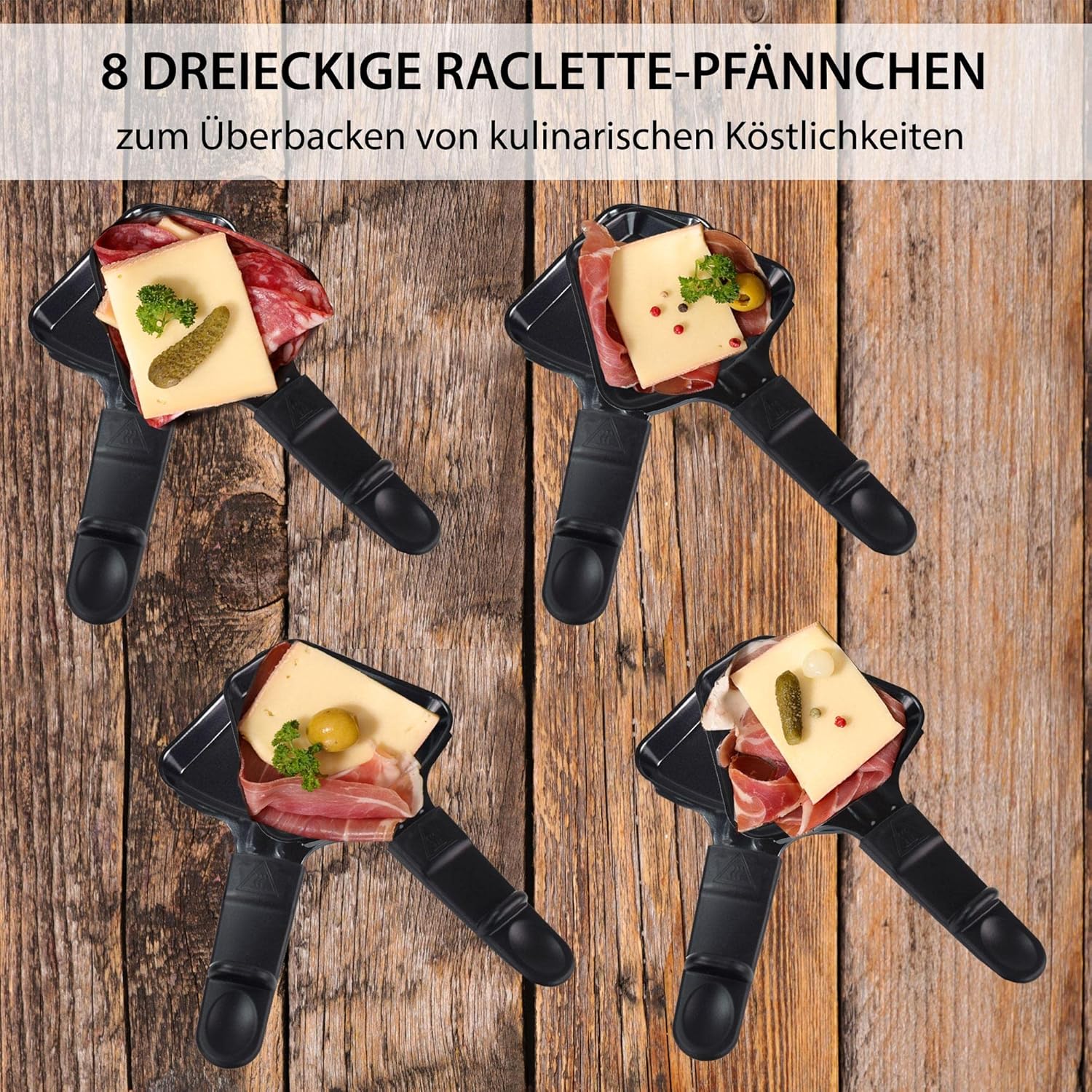 Syntrox Germany RAC-1350W-Waadt 4 in 1 Raclette Grill Fondue Heißer Stein für 8 Personen, Edelstahl Design