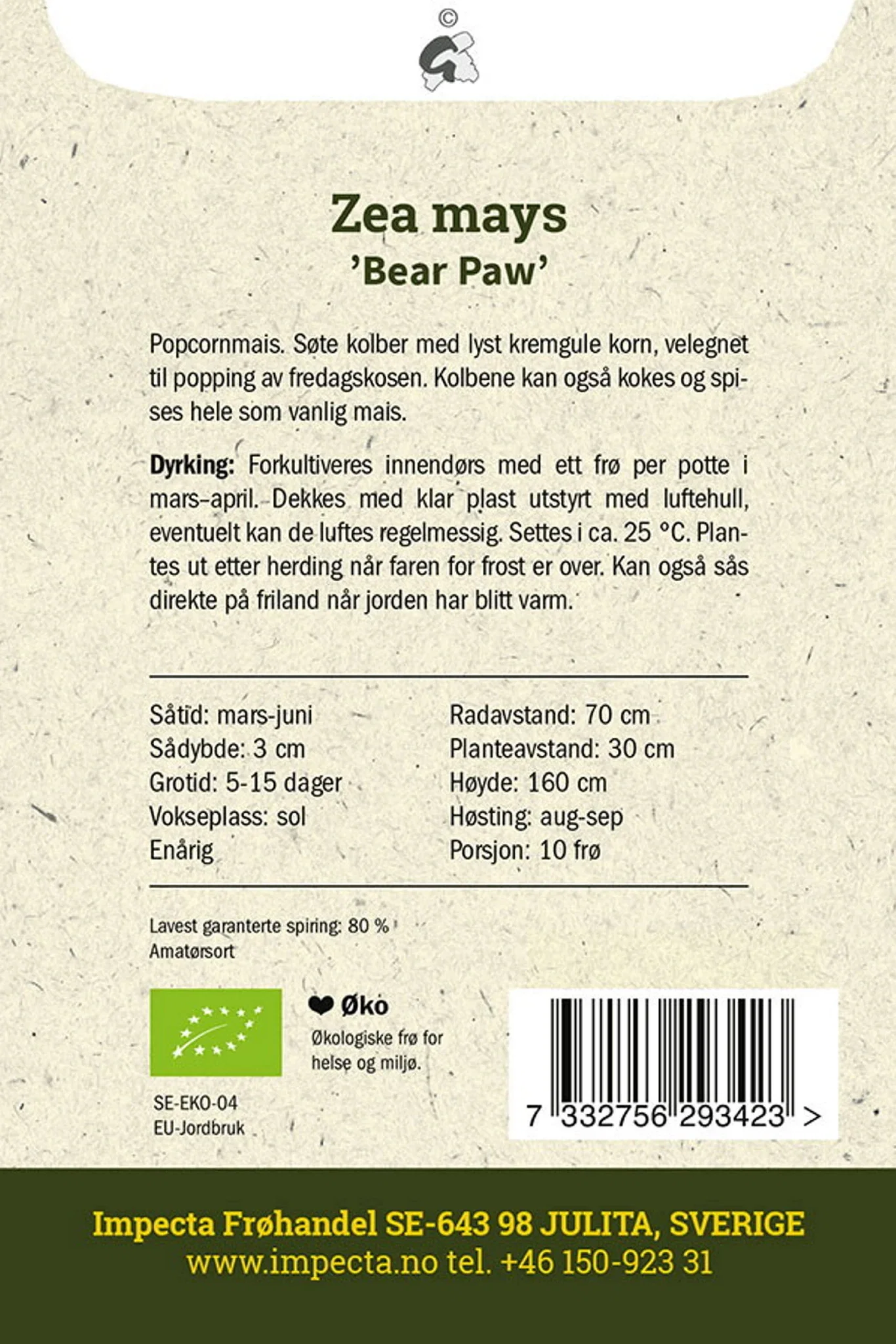 Zea mays 'Bear Paw' Popcornmais 'Bear Paw'