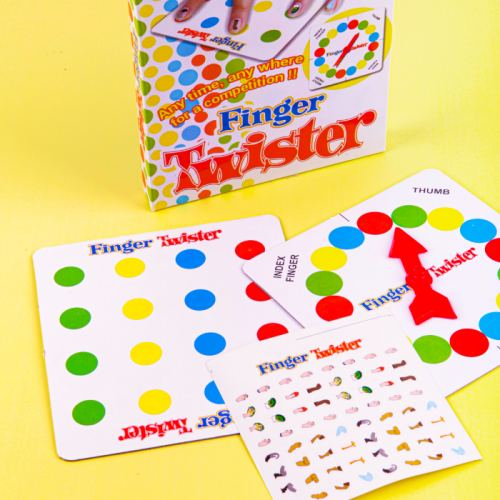 (17x13cm) Party Spiel Twisting Gesellschaftsspiel Geschicklichkeits Finger Spiel inkl. Drehscheibe / Nagelsticker