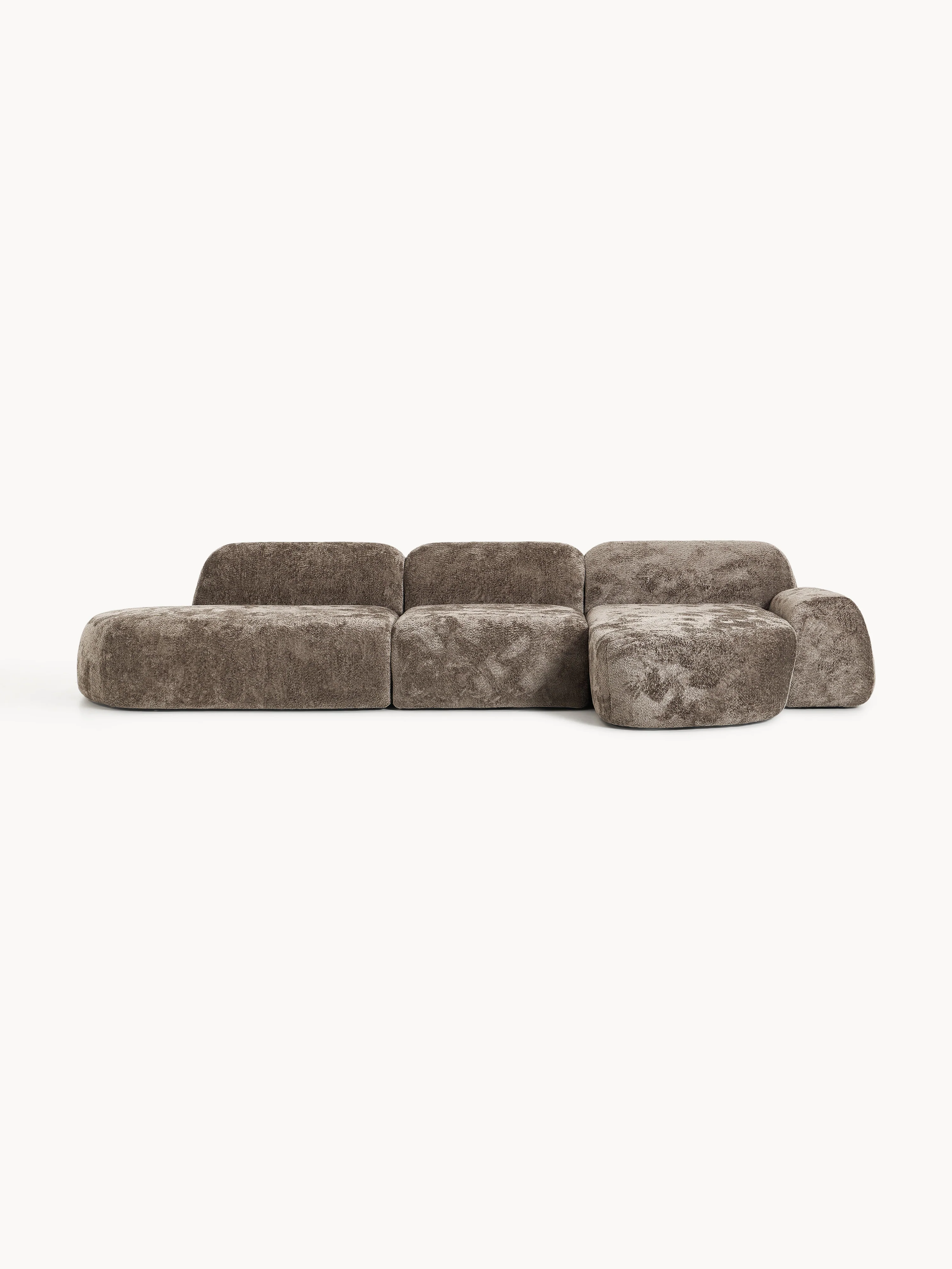 Modulaire teddy-bouclé hoekbank Wolke (4-zits) met chaise-longue