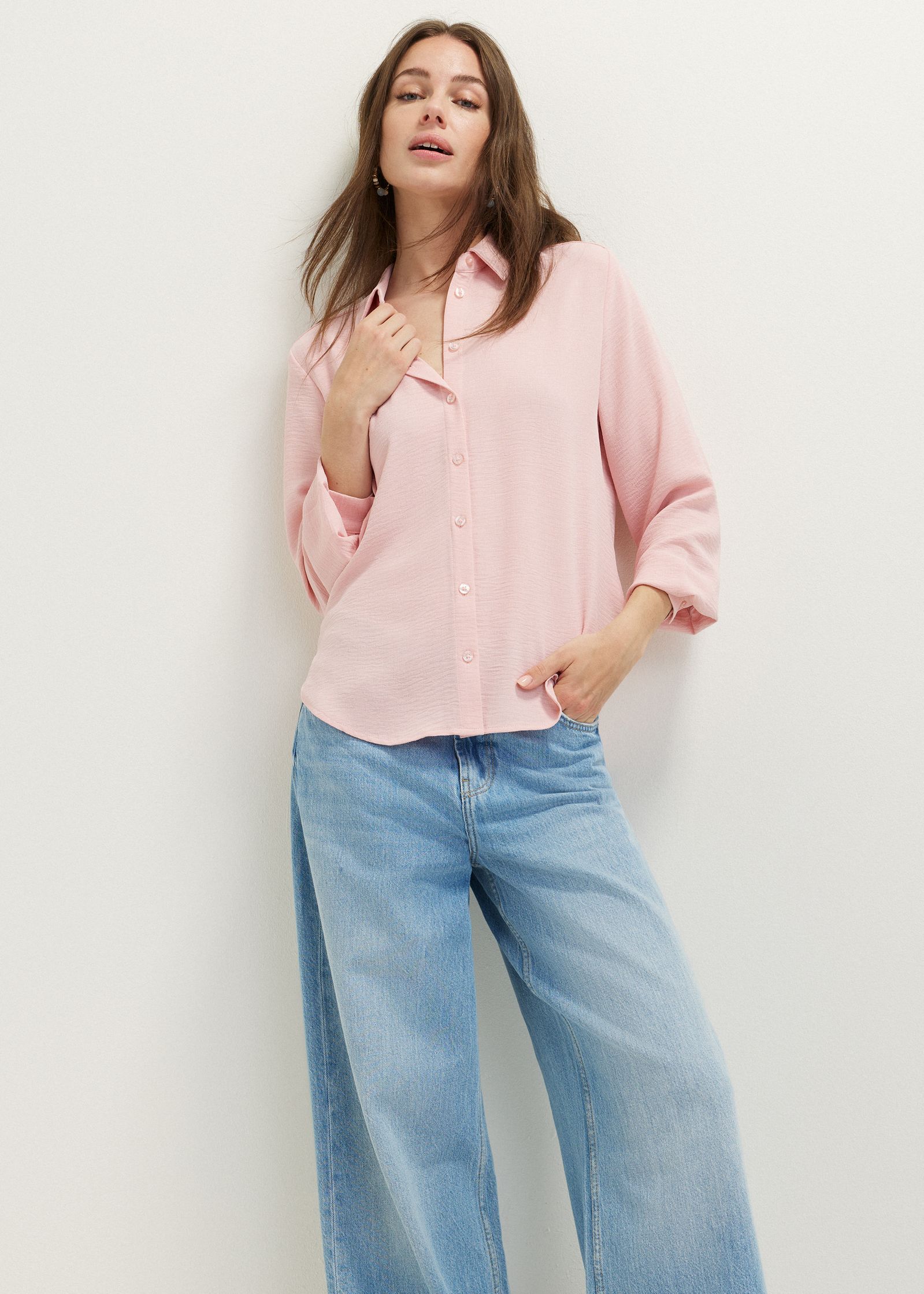 Basic blouse met lange mouwen