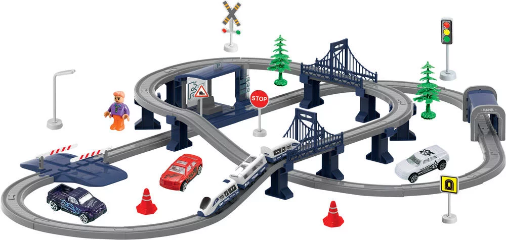 CIRCUIT DE TRAIN LUMIERES ET SONS 104 PIECES