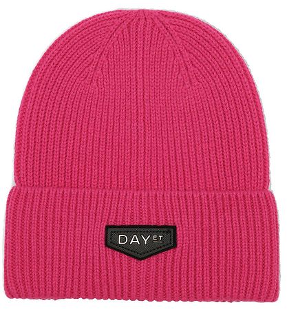 DAY ET Mütze - Logo Patch - Strick - Wolle/Acryl - Diva Pink