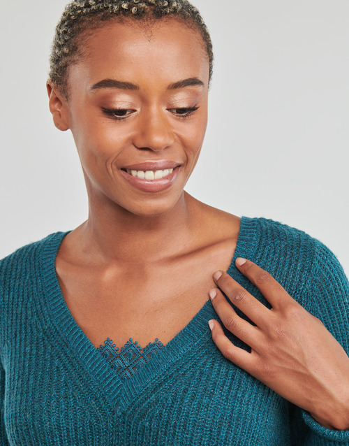 Vila - VIDEBRA REV L/S V-NECK KNIT TOP - Bleu