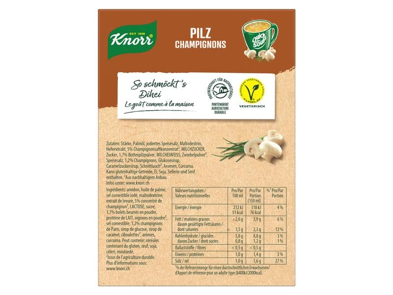 Knorr Quick Soup Pilz 3 Portionen Aromatische Pilzsuppe