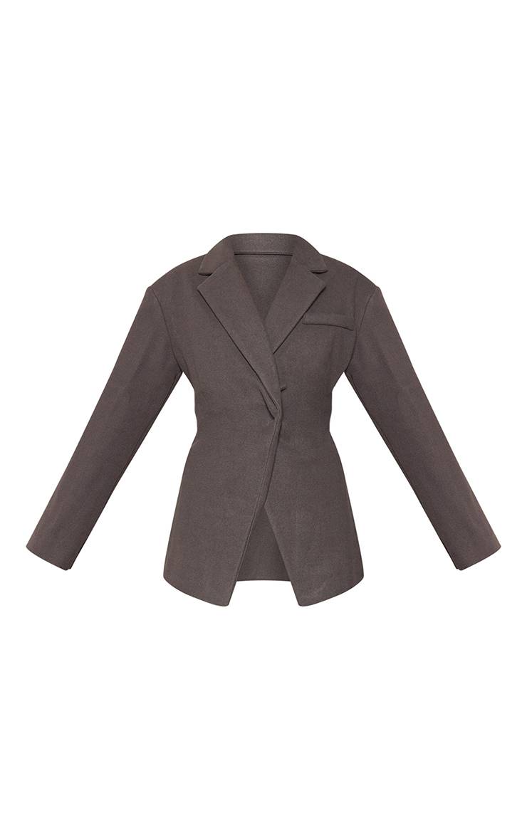 Charbon Blazer Cintré Effet Laine
