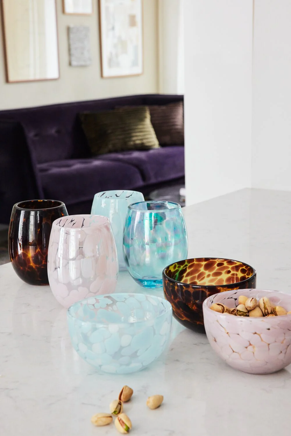 Bahne Interior  Dots skål - hvid/blå