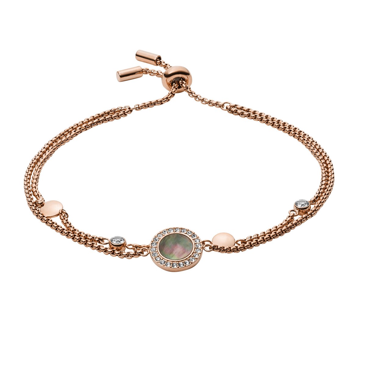 Bracelet Fossil gris nacré et acier rose