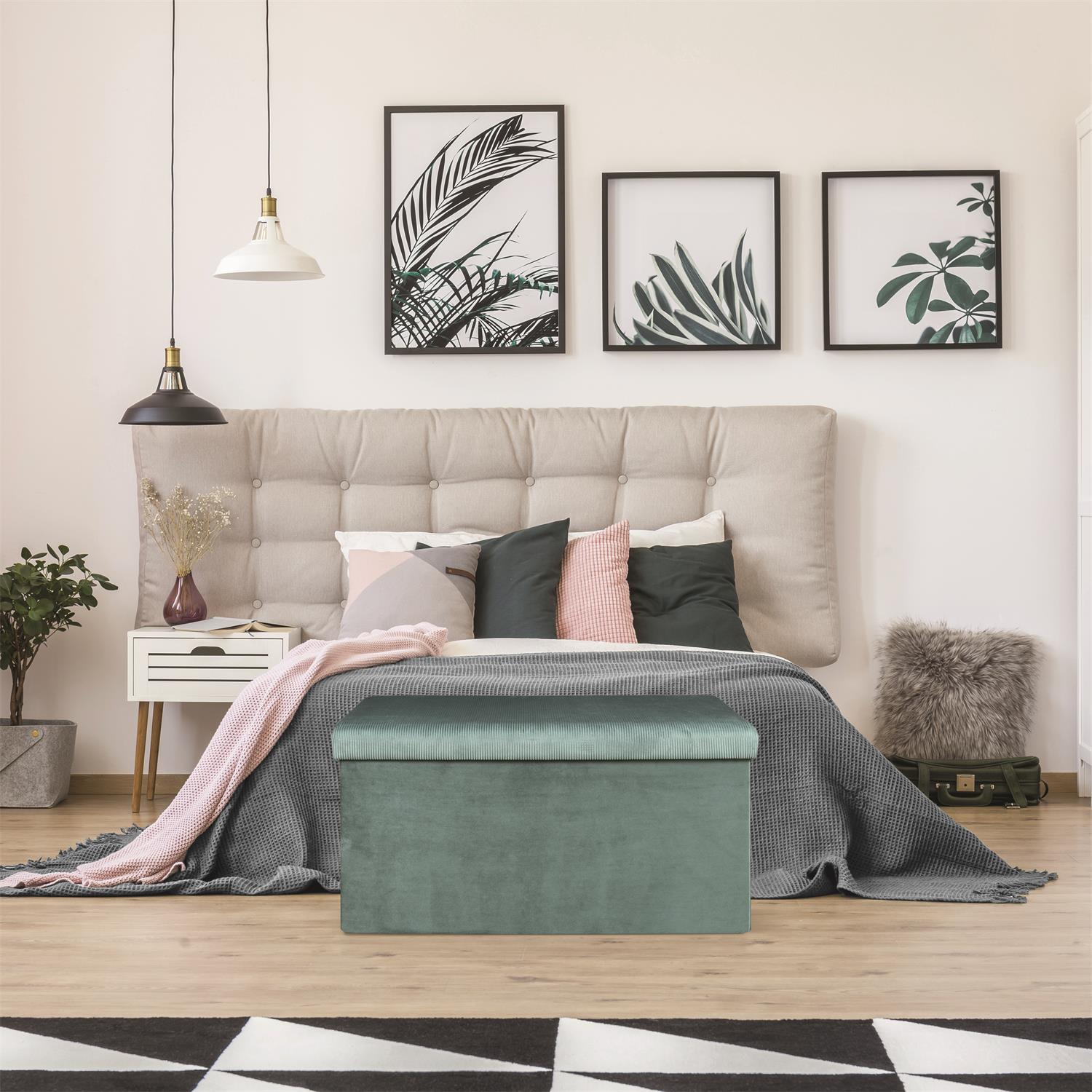 COFFRE BANC PLIABLE VELOURS COTELE GIULIA BLEU