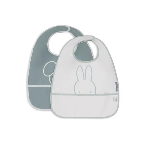 Lot de 2 bavoirs imperméables Miffy peekaboo - Sea green/Ivory - JOLLEIN