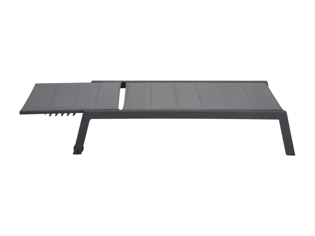 Bain de soleil BARBADOS en textilène gris - aluminium gris anthracite - HAPPY GARDEN
