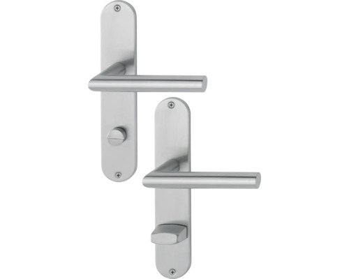 Set lange platen voor wc, gatafstand 78 mm, geborsteld roestvrij staal