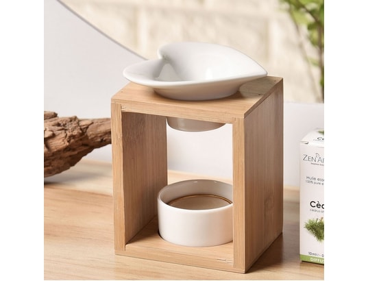 ZEN AROME - Diffuseur d'huiles essentielles Brûle parfum en bambou et céramique naturéa arum