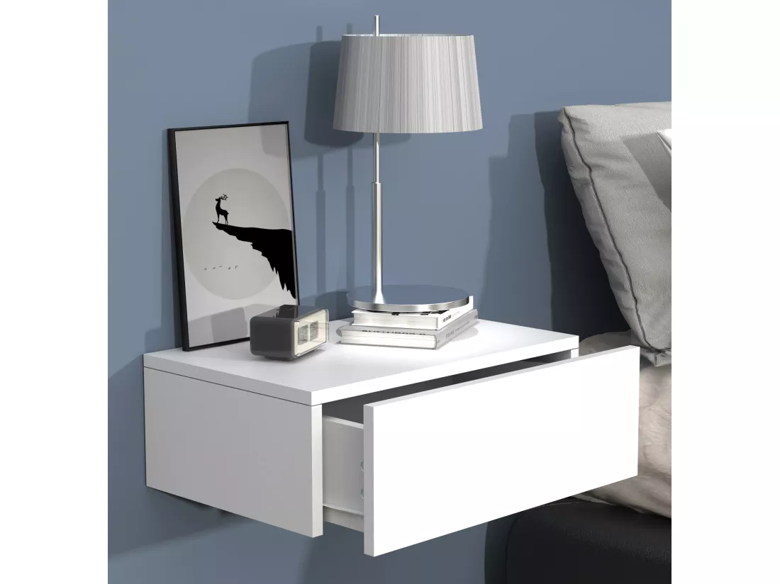 Table de nuit murale suspendue en bois Usal M 45 cm