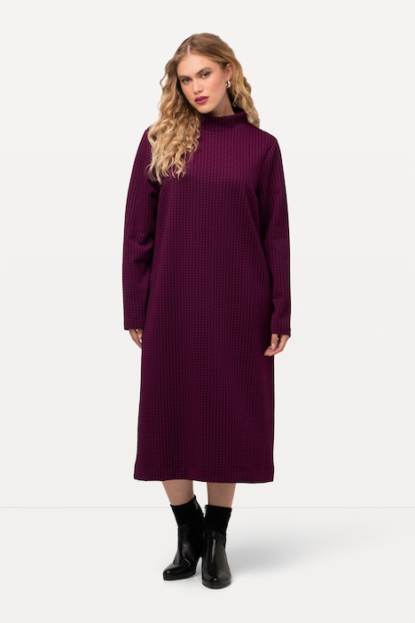 Sweatkleid, Struktur, Taschen, Stehkragen, Langarm