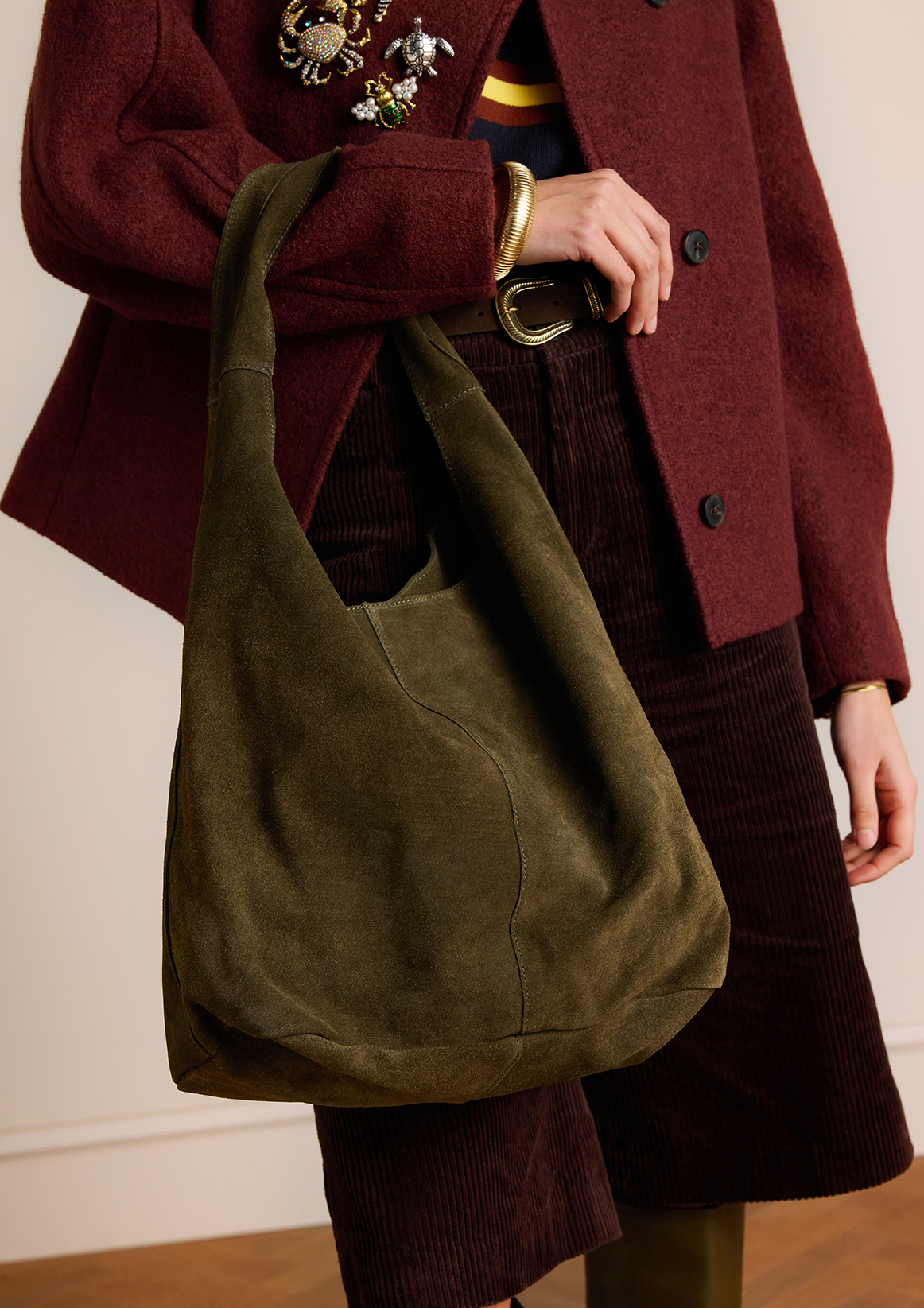 Donkergroene suède shopper