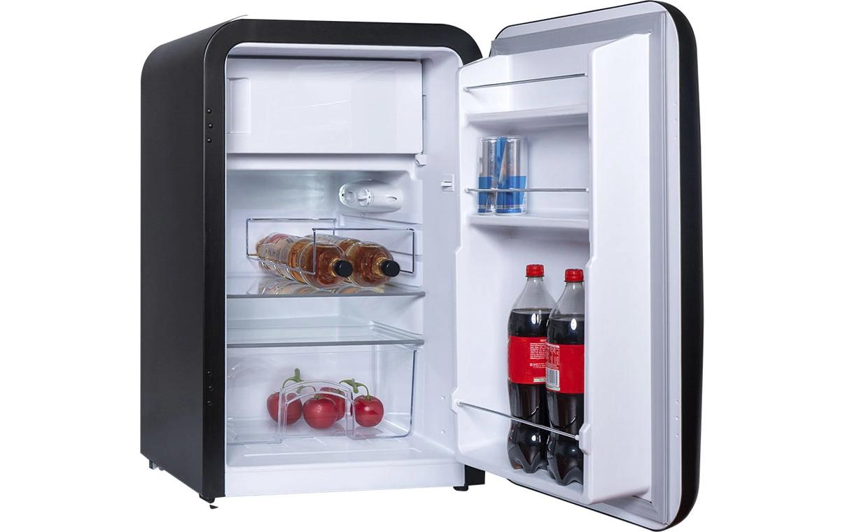 Minikühlschrank KSG92 Rechts, Schwarz<br>Retro-Kühlgefrierschrank