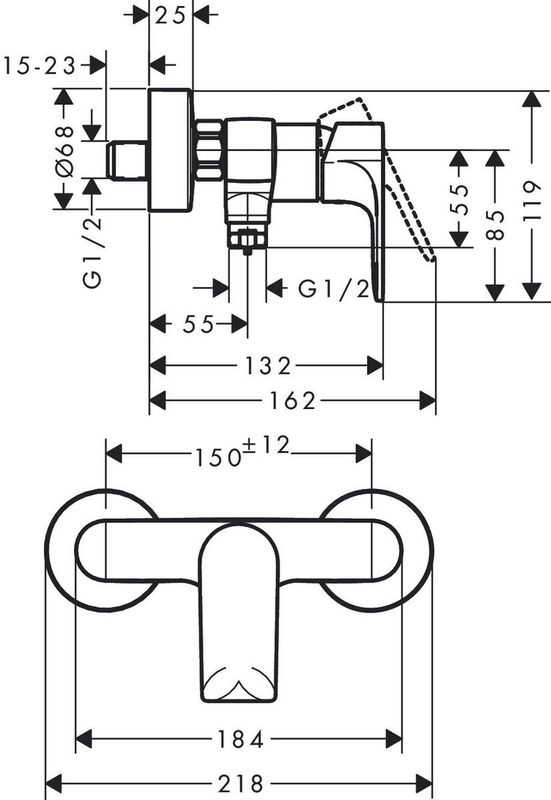 Hansgrohe - Rebris E - Douchemengkraan - Mat Zwart