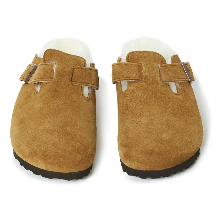 BIRKENSTOCK Sabots Boston Fur Cuir Suede - Collection Adulte | Camel