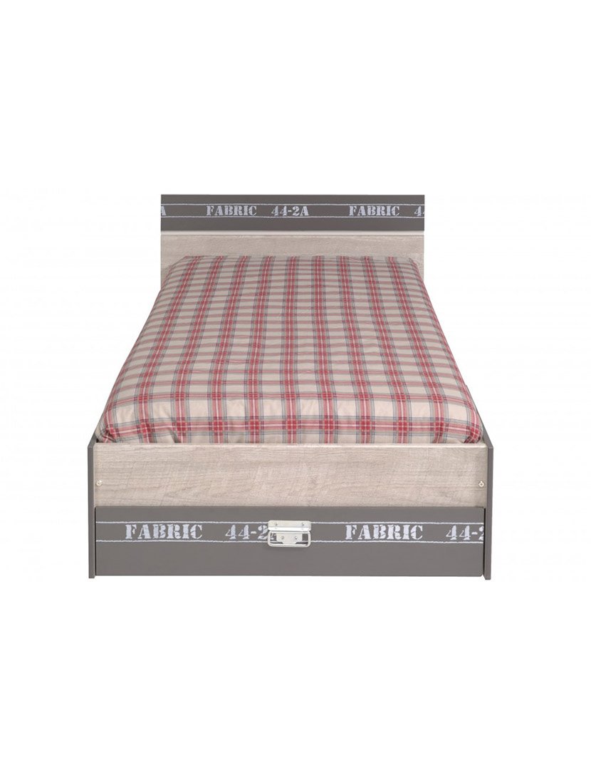 Fabric Bed in Oak and Grey 90x200cm