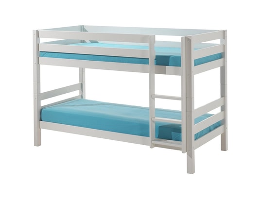 VIPACK - Lit enfant Lit superposé 90x200 hauteur 140 cm sommier inclus pino - bl...