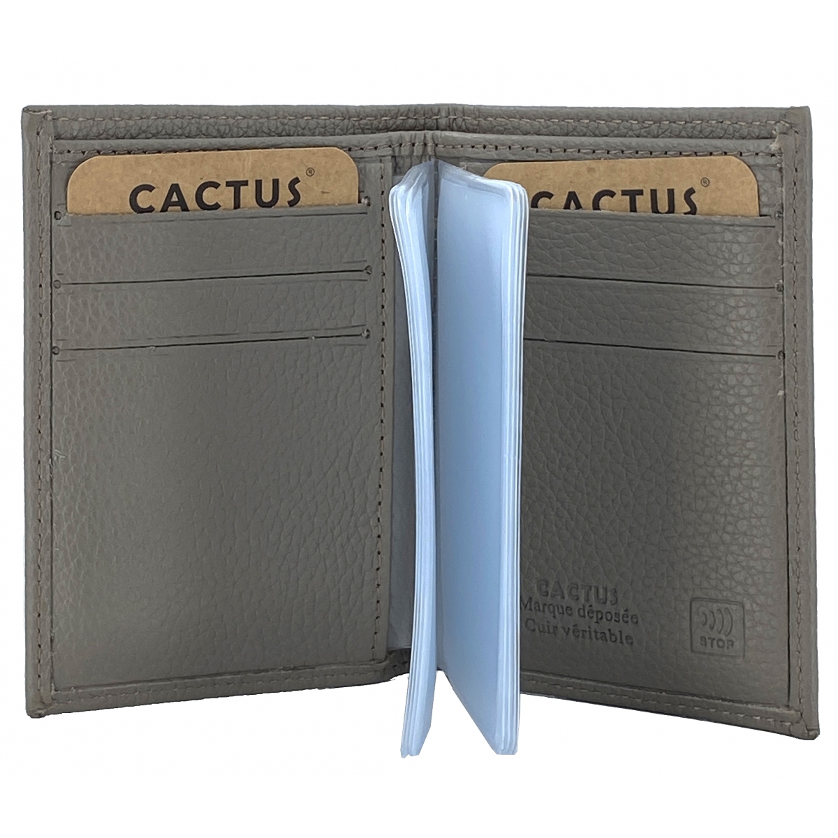 Cactus Porte Cartes cuir de vachette anti-RFID Cactus
