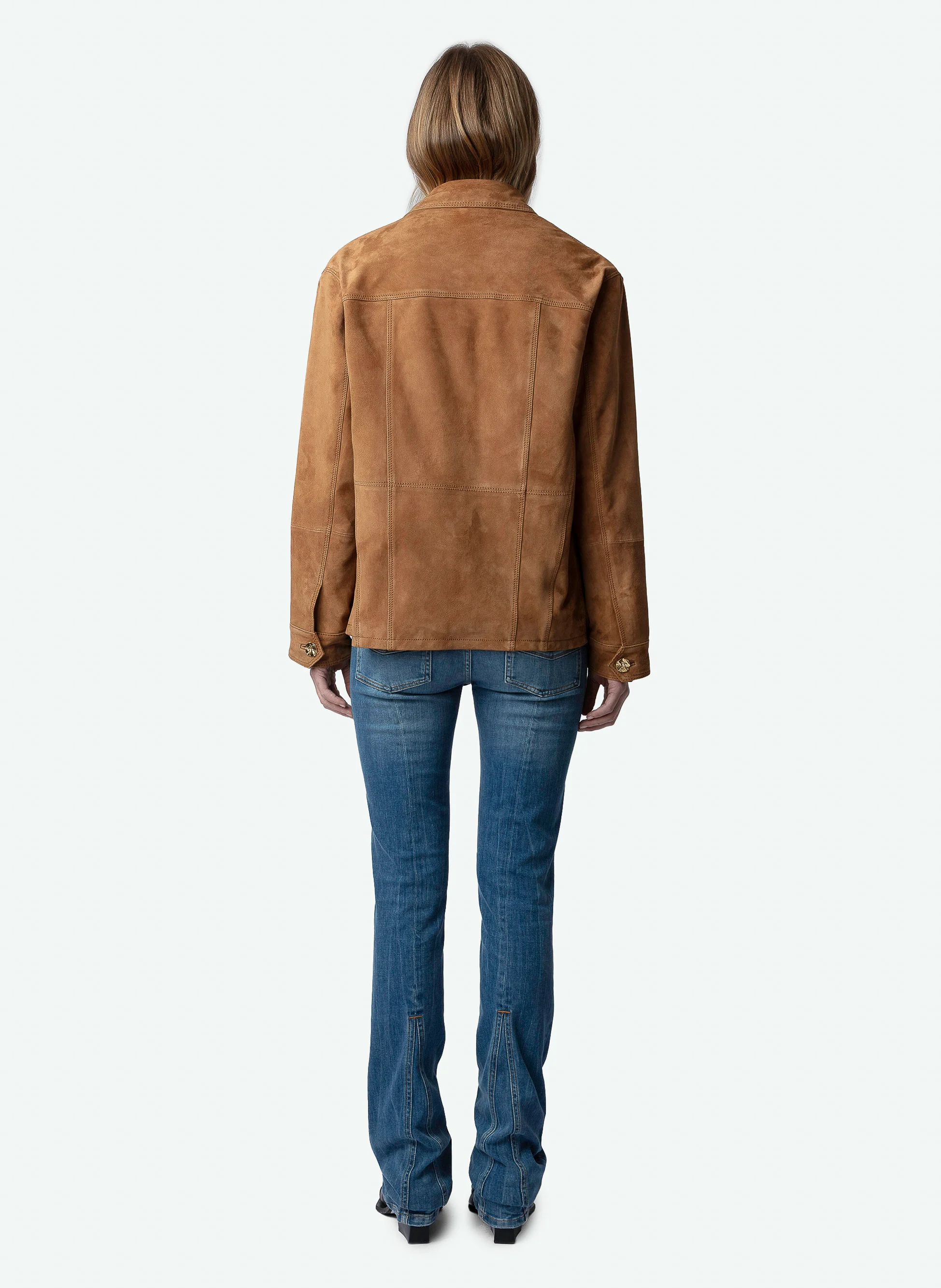 KUBA - Veste en cuir velours | Marron