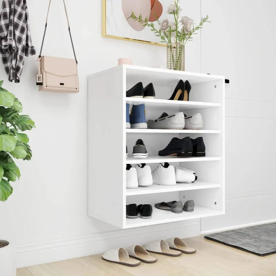 vidaXL - Schoenenkast - Wit - Bewerkt hout - 60 x 35 x 70 cm