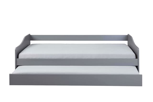 Stauraum-/Funktionsbett Dan 90 x 200 cm Kiefer massiv grau lackiert