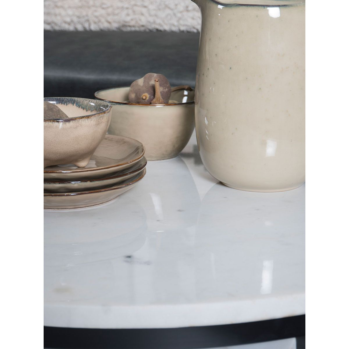 Salontafel Jasmin Marmer - Set van 3 Wit/Zwart