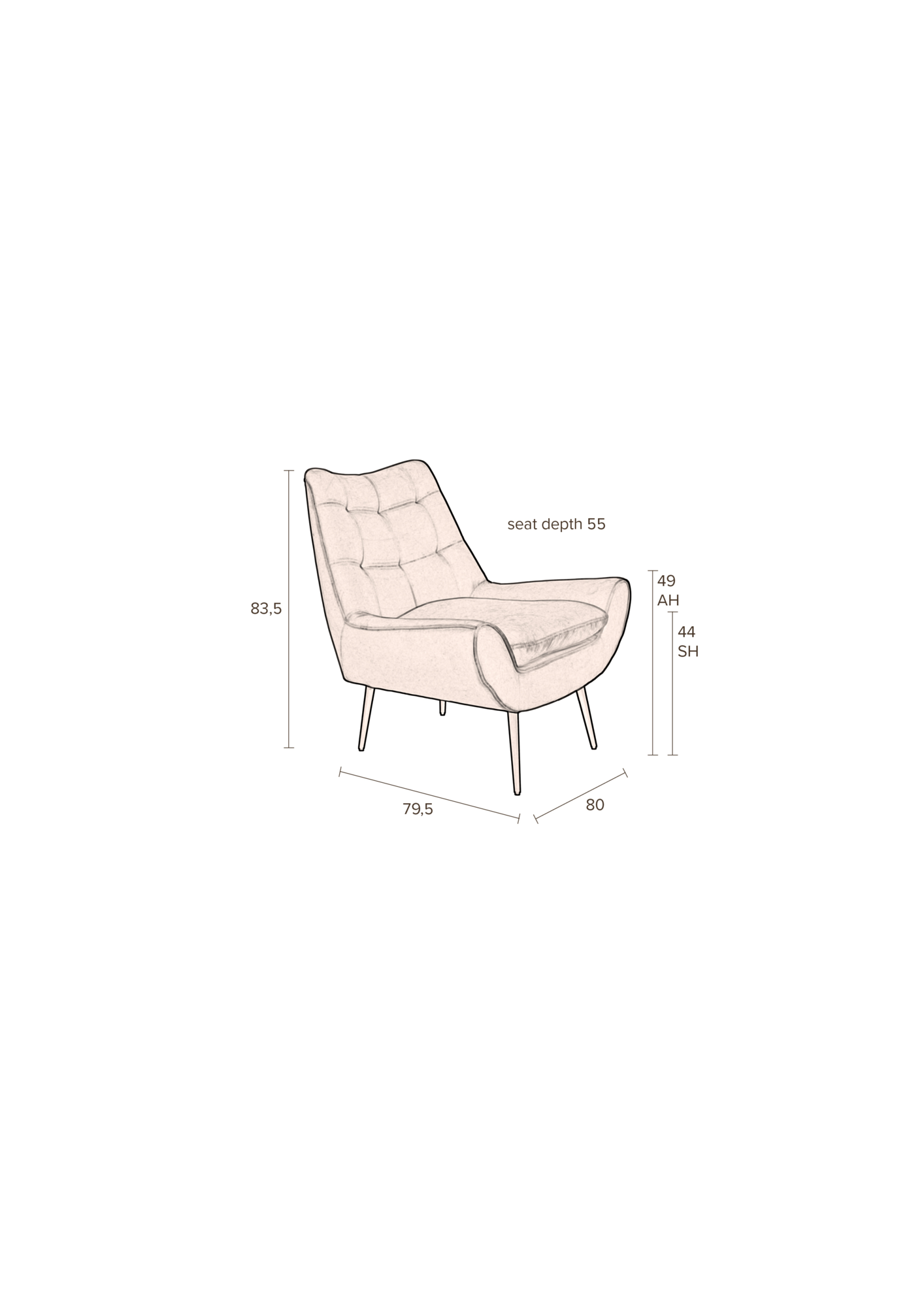 Dutchbone fauteuil Glodis Whiskey